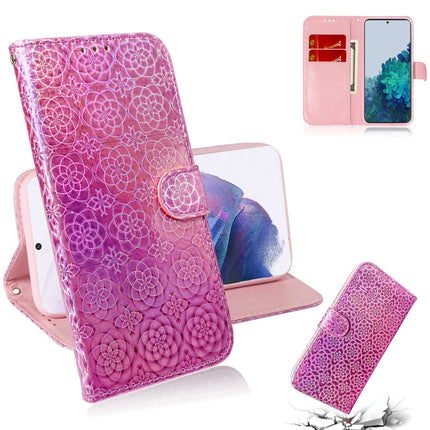 For Samsung Galaxy S21+ 5G Solid Color Colorful Magnetic Buckle Horizontal Flip PU Leather Case with Holder & Card Slots & Wallet & Lanyard(Pink)-garmade.com
