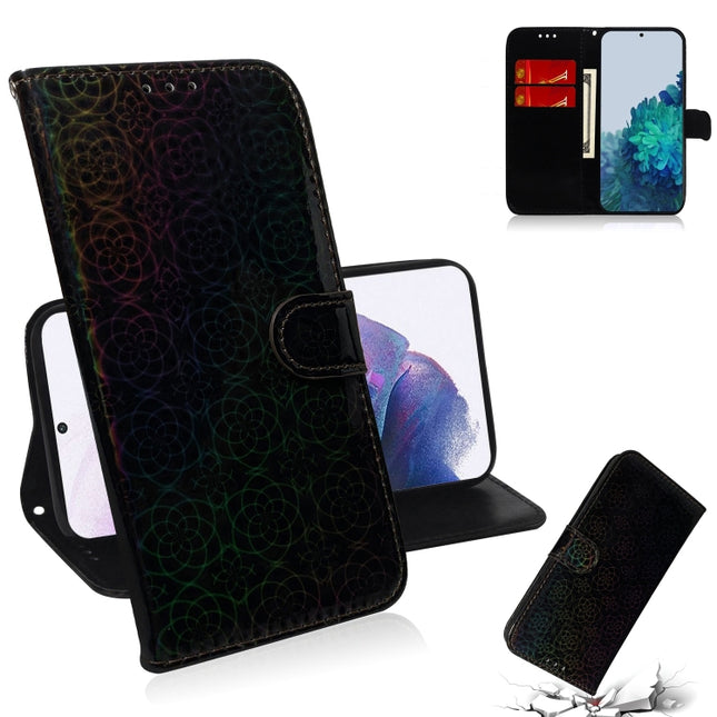 For Samsung Galaxy S21+ 5G Solid Color Colorful Magnetic Buckle Horizontal Flip PU Leather Case with Holder & Card Slots & Wallet & Lanyard(Black)-garmade.com