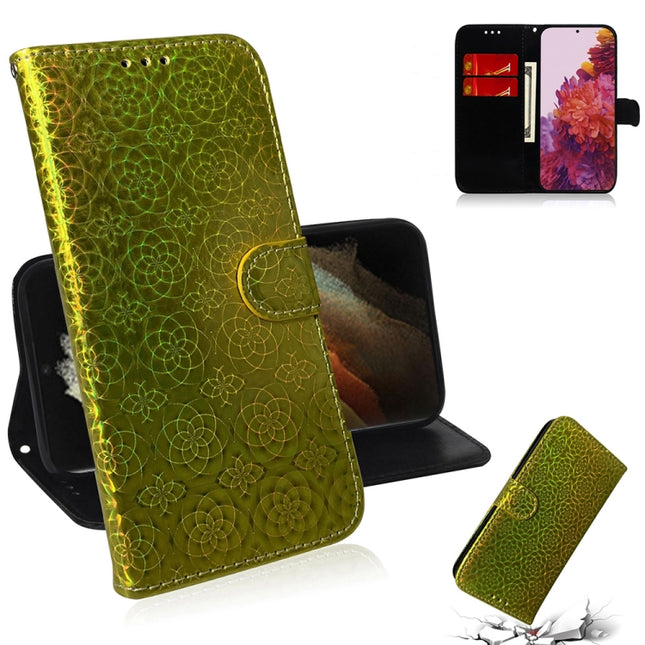 For Samsung Galaxy S21 Ultra 5G Solid Color Colorful Magnetic Buckle Horizontal Flip PU Leather Case with Holder & Card Slots & Wallet & Lanyard(Gold)-garmade.com
