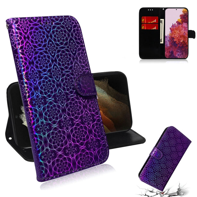 For Samsung Galaxy S21 Ultra 5G Solid Color Colorful Magnetic Buckle Horizontal Flip PU Leather Case with Holder & Card Slots & Wallet & Lanyard(Purple)-garmade.com
