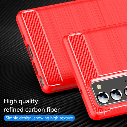 For Samsung Galaxy Note20 Brushed Texture Carbon Fiber TPU Case(Red)-garmade.com