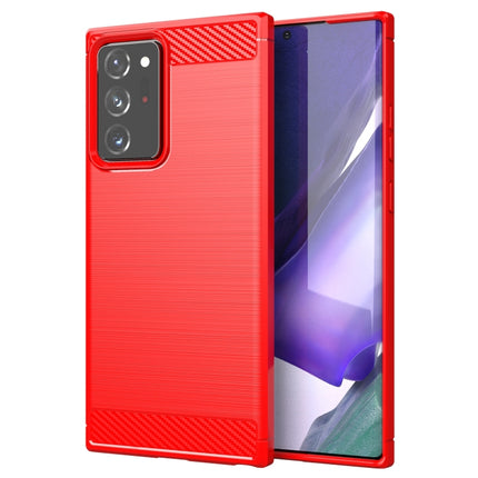 For Samsung Galaxy Note20 Ultra Brushed Texture Carbon Fiber TPU Case(Red)-garmade.com