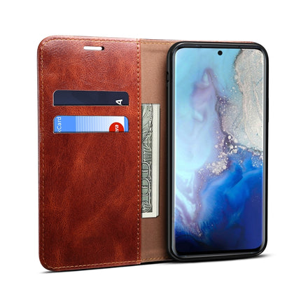 For Samsung Galaxy S20 UItra Simple Wax Crazy Horse Texture Horizontal Flip Leather Case with Card Slots & Wallet(Brown)-garmade.com