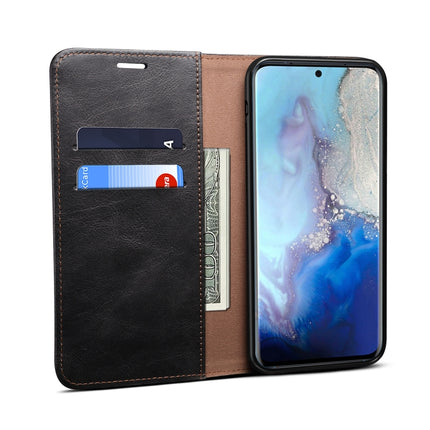 For Samsung Galaxy S20 Plus Simple Wax Crazy Horse Texture Horizontal Flip Leather Case with Card Slots & Wallet(Black)-garmade.com