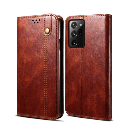 For Samsung Galaxy S20 Plus Simple Wax Crazy Horse Texture Horizontal Flip Leather Case with Card Slots & Wallet(Brown)-garmade.com