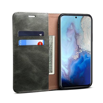 For Samsung Galaxy S20 Plus Simple Wax Crazy Horse Texture Horizontal Flip Leather Case with Card Slots & Wallet(Dark Green)-garmade.com