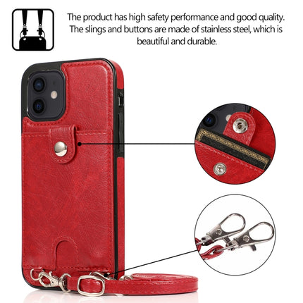 Shockproof PU Leather + TPU Protective Case with Card Slot & Lanyard For iPhone 12 mini(Red)-garmade.com