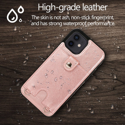Shockproof PU Leather + TPU Protective Case with Card Slot & Lanyard For iPhone 12 mini(Rose Gold)-garmade.com