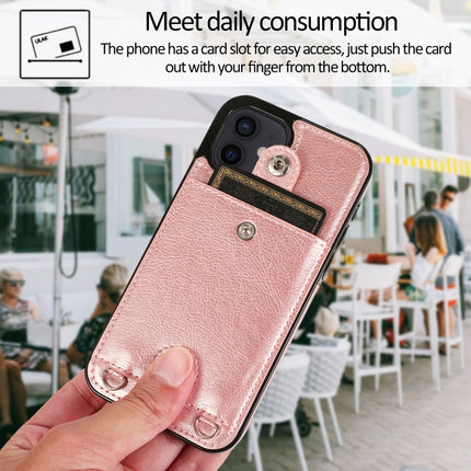 Shockproof PU Leather + TPU Protective Case with Card Slot & Lanyard For iPhone 12 mini(Rose Gold)-garmade.com