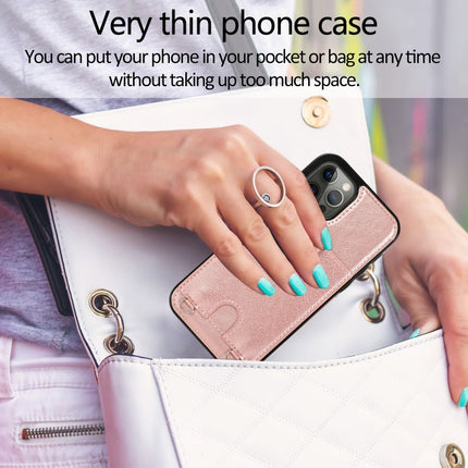 Shockproof PU Leather + TPU Protective Case with Card Slot & Lanyard For iPhone 12 / 12 Pro(Rose Gold)-garmade.com