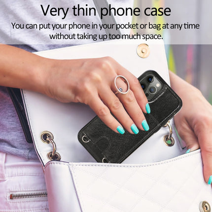 Shockproof PU Leather + TPU Protective Case with Card Slot & Lanyard For iPhone 12 / 12 Pro(Black)-garmade.com
