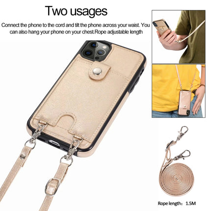 Shockproof PU Leather + TPU Protective Case with Card Slot & Lanyard For iPhone 12 Pro Max(Gold)-garmade.com