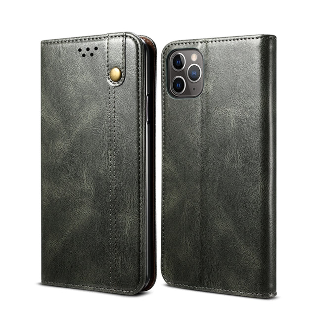 Simple Wax Crazy Horse Texture Horizontal Flip Leather Case with Card Slots & Wallet For iPhone 11 Pro Max(Dark Green)-garmade.com