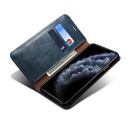 Simple Wax Crazy Horse Texture Horizontal Flip Leather Case with Card Slots & Wallet For iPhone 12 mini(Navy Blue)-garmade.com