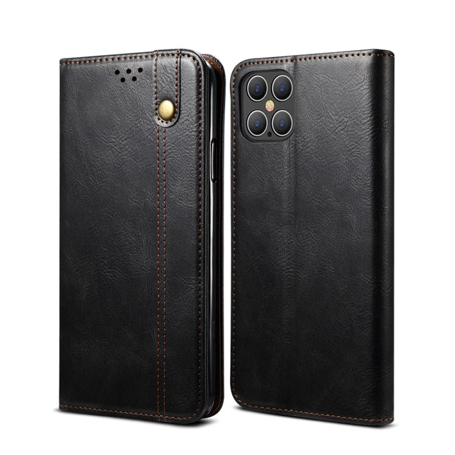 Simple Wax Crazy Horse Texture Horizontal Flip Leather Case with Card Slots & Wallet For iPhone 12 / 12 Pro(Black)-garmade.com