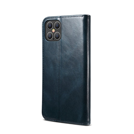 Simple Wax Crazy Horse Texture Horizontal Flip Leather Case with Card Slots & Wallet For iPhone 12 Pro Max(Navy Blue)-garmade.com
