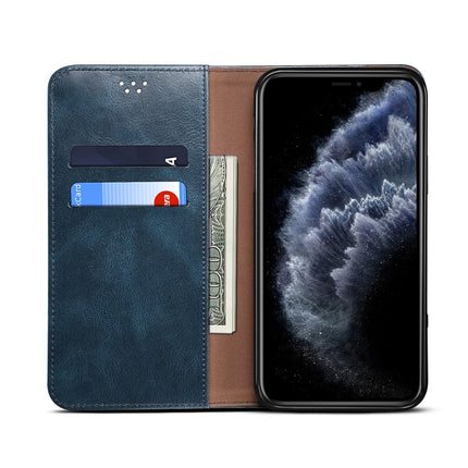 Simple Wax Crazy Horse Texture Horizontal Flip Leather Case with Card Slots & Wallet For iPhone 12 Pro Max(Navy Blue)-garmade.com