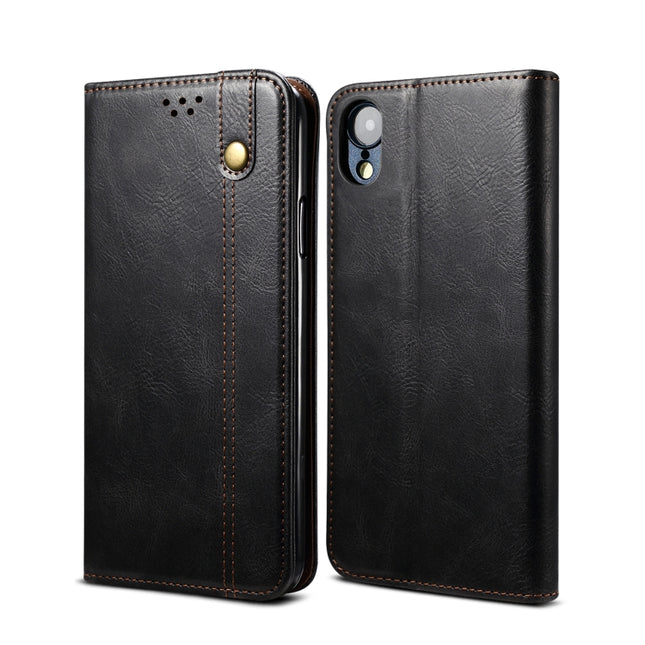 Simple Wax Crazy Horse Texture Horizontal Flip Leather Case with Card Slots & Wallet For iPhone XR(Black)-garmade.com