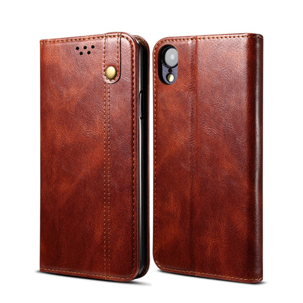 Simple Wax Crazy Horse Texture Horizontal Flip Leather Case with Card Slots & Wallet For iPhone XR(Brown)-garmade.com
