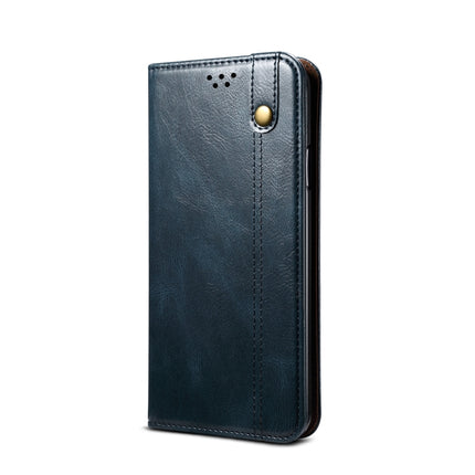 Simple Wax Crazy Horse Texture Horizontal Flip Leather Case with Card Slots & Wallet For iPhone XR(Navy Blue)-garmade.com