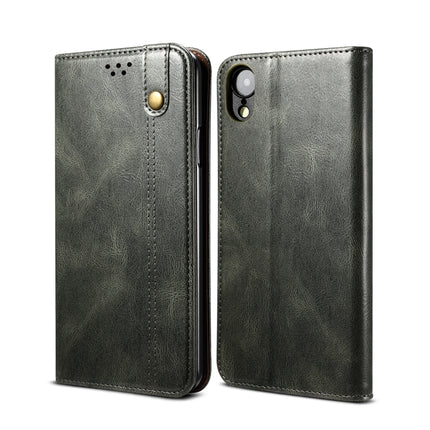 Simple Wax Crazy Horse Texture Horizontal Flip Leather Case with Card Slots & Wallet For iPhone XR(Dark Green)-garmade.com
