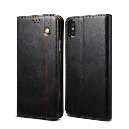 Simple Wax Crazy Horse Texture Horizontal Flip Leather Case with Card Slots & Wallet For iPhone XS / X(Black)-garmade.com