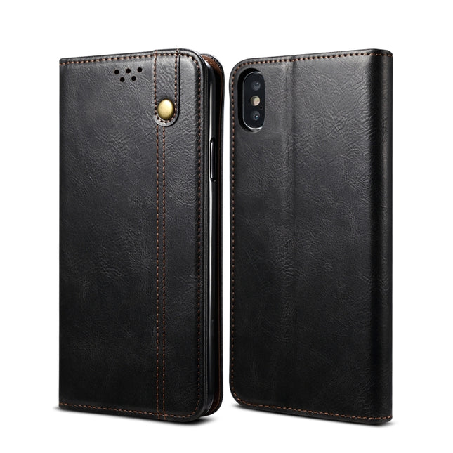 Simple Wax Crazy Horse Texture Horizontal Flip Leather Case with Card Slots & Wallet For iPhone XS Max(Black)-garmade.com