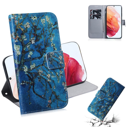 For Samsung Galaxy S21 5G Coloured Drawing Horizontal Flip Leather Case, with Holder & Card Slots & Wallet(Apricot Flower)-garmade.com