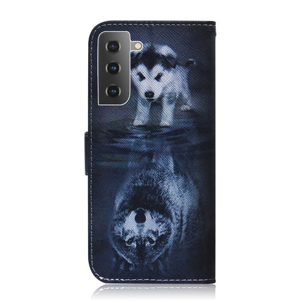 For Samsung Galaxy S21 5G Coloured Drawing Horizontal Flip Leather Case, with Holder & Card Slots & Wallet(Wolf and Dog)-garmade.com
