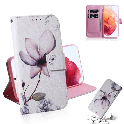 For Samsung Galaxy S21 5G Coloured Drawing Horizontal Flip Leather Case, with Holder & Card Slots & Wallet(Magnolia Flower)-garmade.com