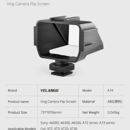 YELANGU A74 Universal Vlog Camera Flip Screen-garmade.com