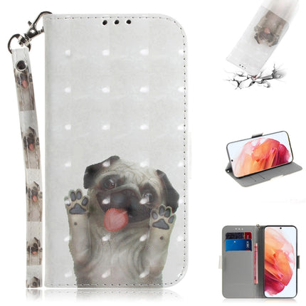 For Samsung Galaxy S21 5G 3D Colored Drawing Horizontal Flip Leather Case with Holder & Card Slots & Wallet & Lanyard(Pug)-garmade.com