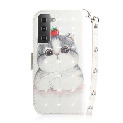 For Samsung Galaxy S21 5G 3D Colored Drawing Horizontal Flip Leather Case with Holder & Card Slots & Wallet & Lanyard(Cute Cat)-garmade.com