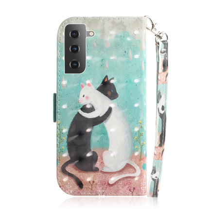 For Samsung Galaxy S21 5G 3D Colored Drawing Horizontal Flip Leather Case with Holder & Card Slots & Wallet & Lanyard(Black White Cat)-garmade.com