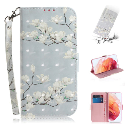For Samsung Galaxy S21 5G 3D Colored Drawing Horizontal Flip Leather Case with Holder & Card Slots & Wallet & Lanyard(Magnolia)-garmade.com