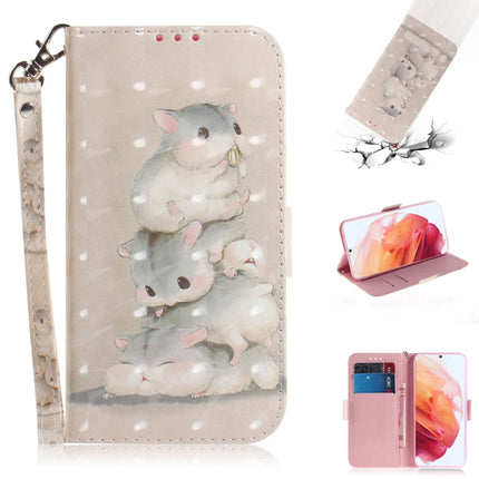 For Samsung Galaxy S21 5G 3D Colored Drawing Horizontal Flip Leather Case with Holder & Card Slots & Wallet & Lanyard(Squirrels)-garmade.com