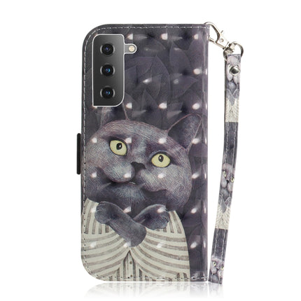 For Samsung Galaxy S21 5G 3D Colored Drawing Horizontal Flip Leather Case with Holder & Card Slots & Wallet & Lanyard(Hug Cat)-garmade.com