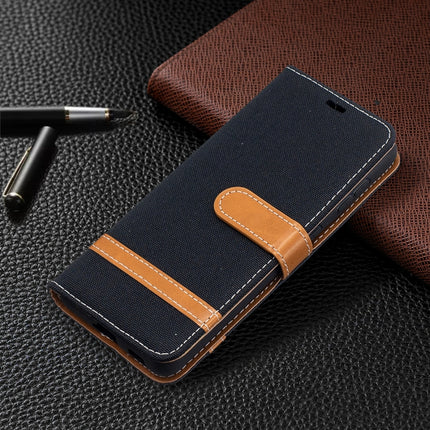 For Samsung Galaxy S21 5G Color Matching Denim Texture Horizontal Flip Leather Case with Holder & Card Slots & Wallet & Lanyard(Black)-garmade.com