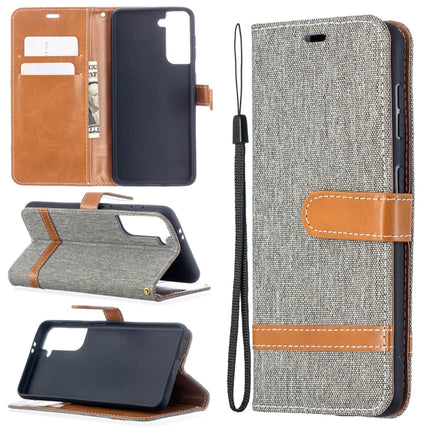 For Samsung Galaxy S21 5G Color Matching Denim Texture Horizontal Flip Leather Case with Holder & Card Slots & Wallet & Lanyard(Grey)-garmade.com