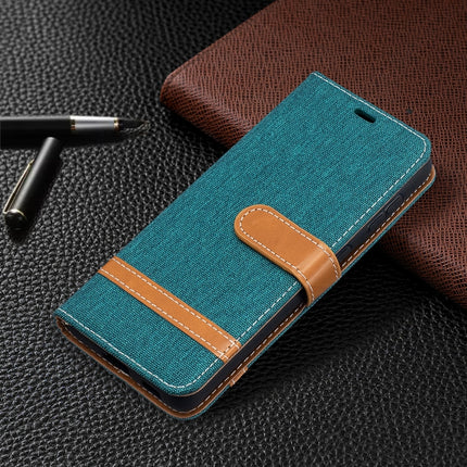 For Samsung Galaxy S21 5G Color Matching Denim Texture Horizontal Flip Leather Case with Holder & Card Slots & Wallet & Lanyard(Green)-garmade.com