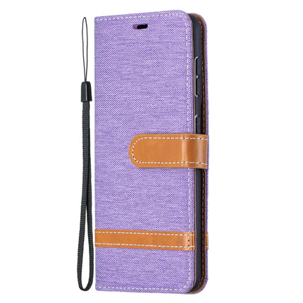 For Samsung Galaxy S21 5G Color Matching Denim Texture Horizontal Flip Leather Case with Holder & Card Slots & Wallet & Lanyard(Purple)-garmade.com