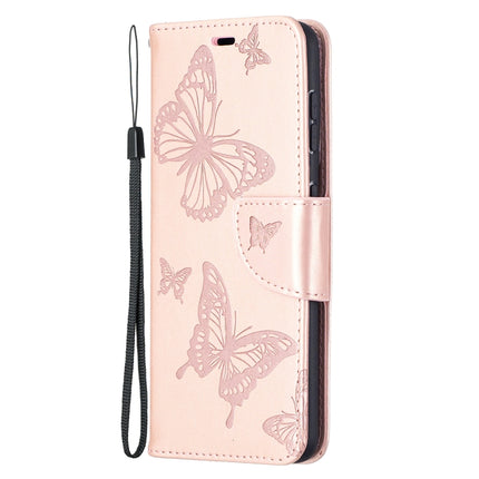 For Samsung Galaxy S21 5G Embossing Two Butterflies Pattern Horizontal Flip PU Leather Case with Holder & Card Slot & Wallet & Lanyard(Rose Gold)-garmade.com