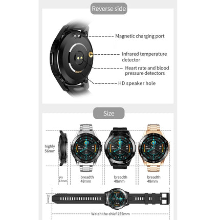 GT3 1.3 inch Full-fit Round Screen Smart Watch, Support Sleep Monitor / Heart Rate Monitor / Temperature Monitoring(Black)-garmade.com