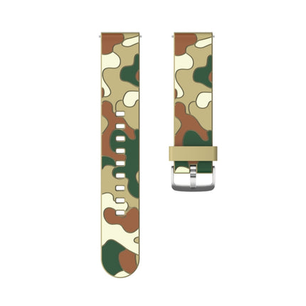 20mm For Samsung Galaxy Watch 3 41mm Camouflage Silicone Replacement Wrist Strap Watchband with Silver Buckle(7)-garmade.com