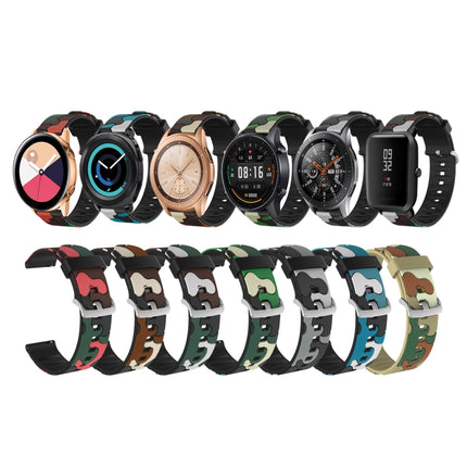 20mm For Samsung Galaxy Watch 3 41mm Camouflage Silicone Replacement Wrist Strap Watchband with Silver Buckle(7)-garmade.com