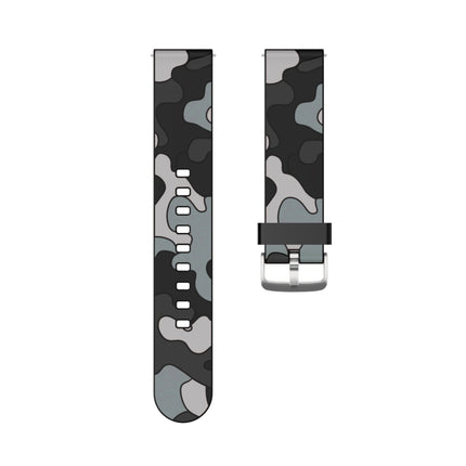 22mm For Samsung Galaxy Watch 3 45mm Camouflage Silicone Replacement Wrist Strap Watchband with Silver Buckle(5)-garmade.com