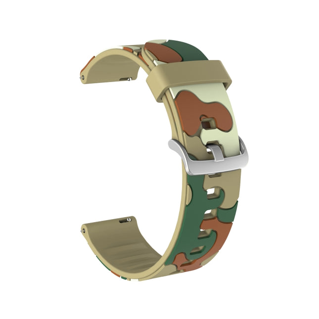 22mm For Samsung Galaxy Watch 3 45mm Camouflage Silicone Replacement Wrist Strap Watchband with Silver Buckle(7)-garmade.com