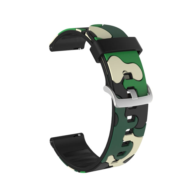 20mm For Samsung Galaxy Watch Active2 44mm / Watch Active2 40mm / Watch Active Camouflage Silicone Replacement Wrist Strap Watchband with Silver Buckle(4)-garmade.com