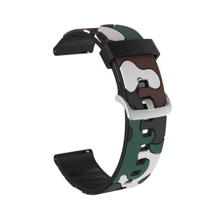 20mm For Amazfit GTR 2 / GTR 47mm Camouflage Silicone Replacement Wrist Strap Watchband with Silver Buckle(3)-garmade.com