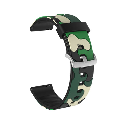 20mm For Amazfit GTR 2 / GTR 47mm Camouflage Silicone Replacement Wrist Strap Watchband with Silver Buckle(4)-garmade.com